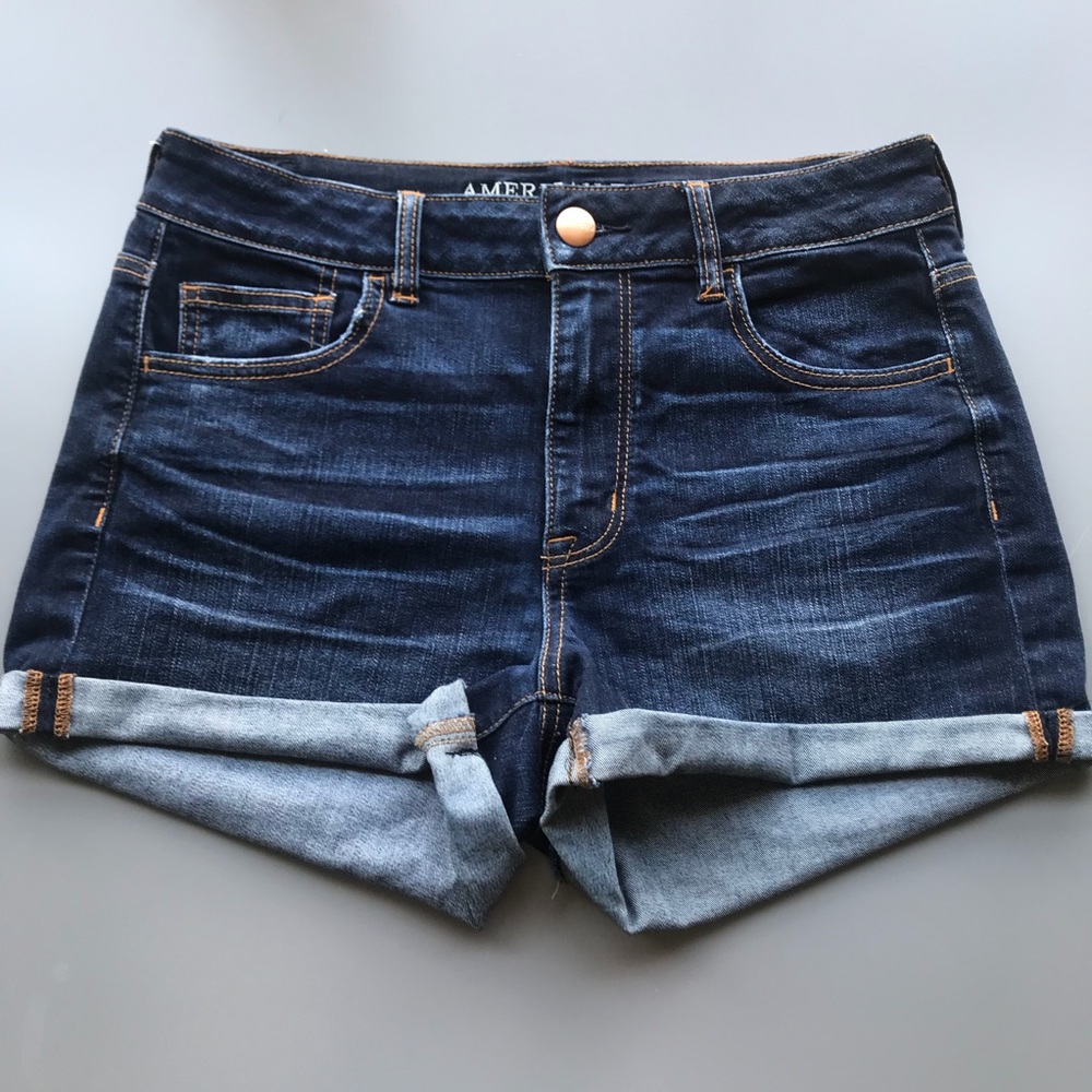 High rise shortie denim shorts